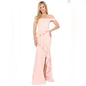 Lenovia Off The Shoulder Bodycon Prom Gown Dress- White